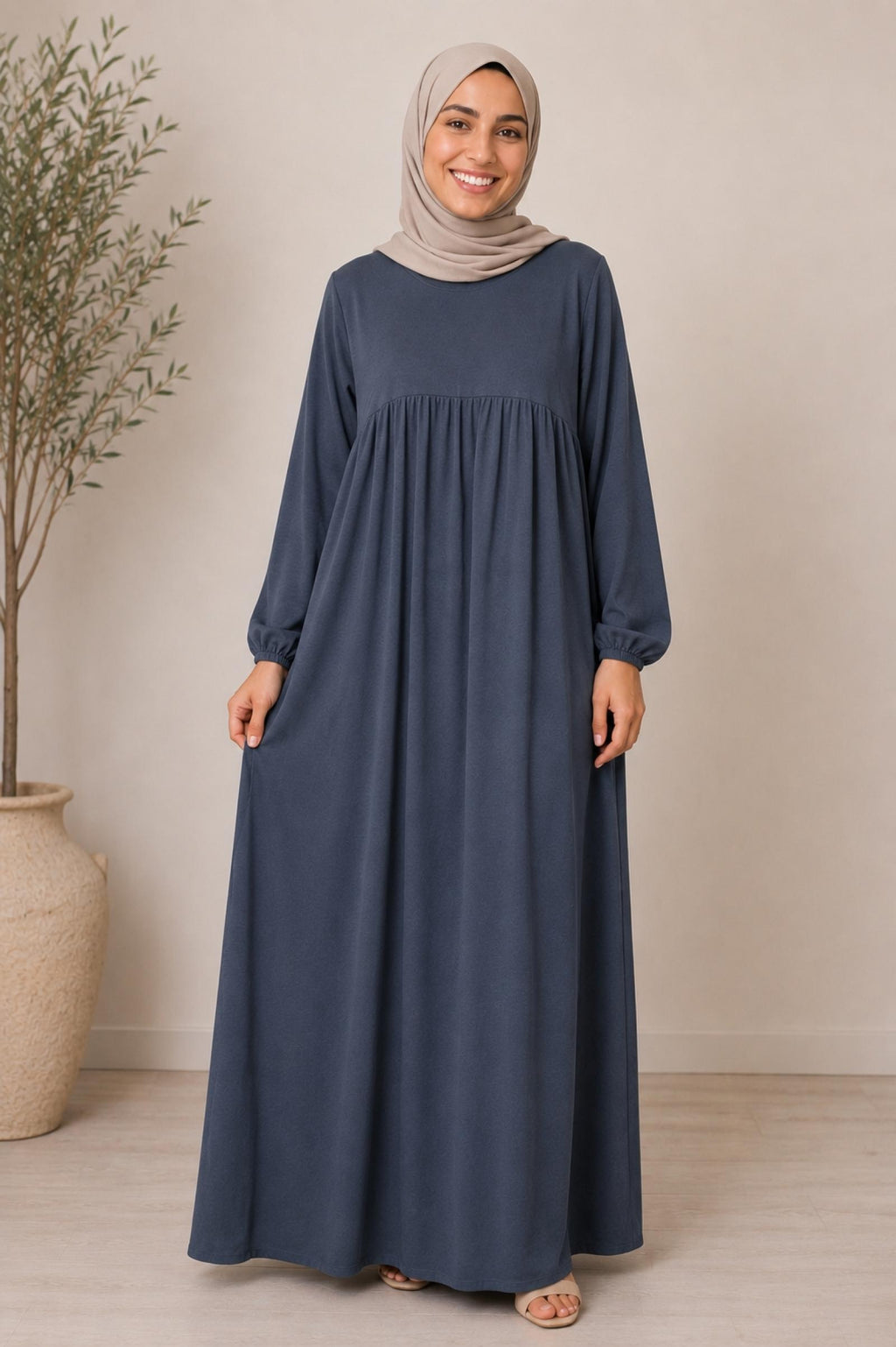 Abaya d’allaitement grandes tailles gris foncé Modèle Labane - Santa Mode