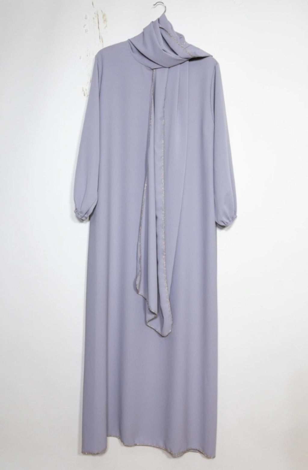 Abaya grandes tailles grise avec châle Modèle Camila - Santa Mode - vue 2