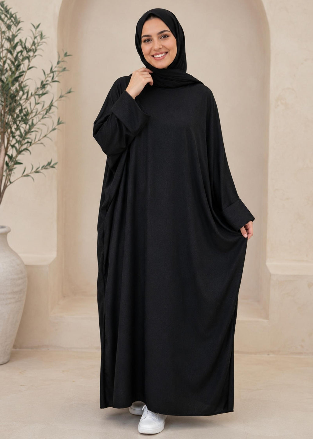 Abaya Leya TU du 36 au 54 (noir, vert, bleu, blanc, beige) - vue 2