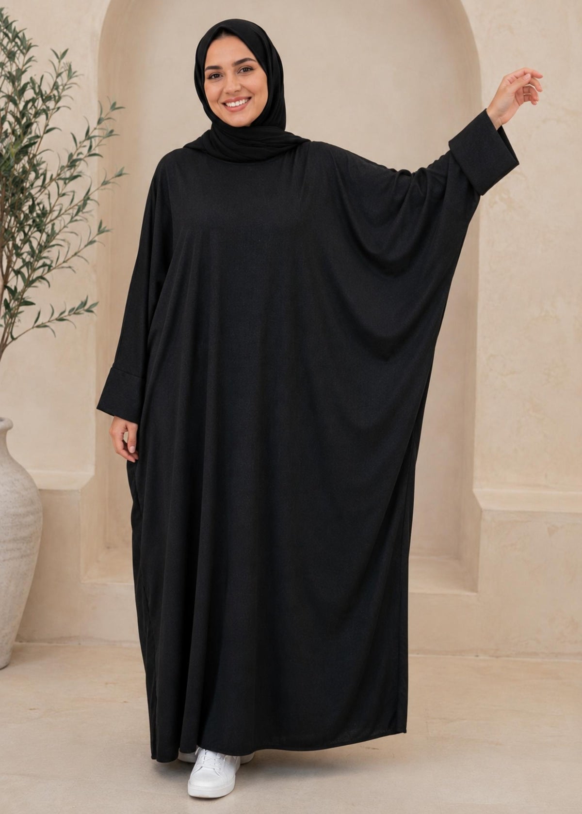 Abaya Leya TU du 36 au 54 (noir, vert, bleu, blanc, beige) - vue 3