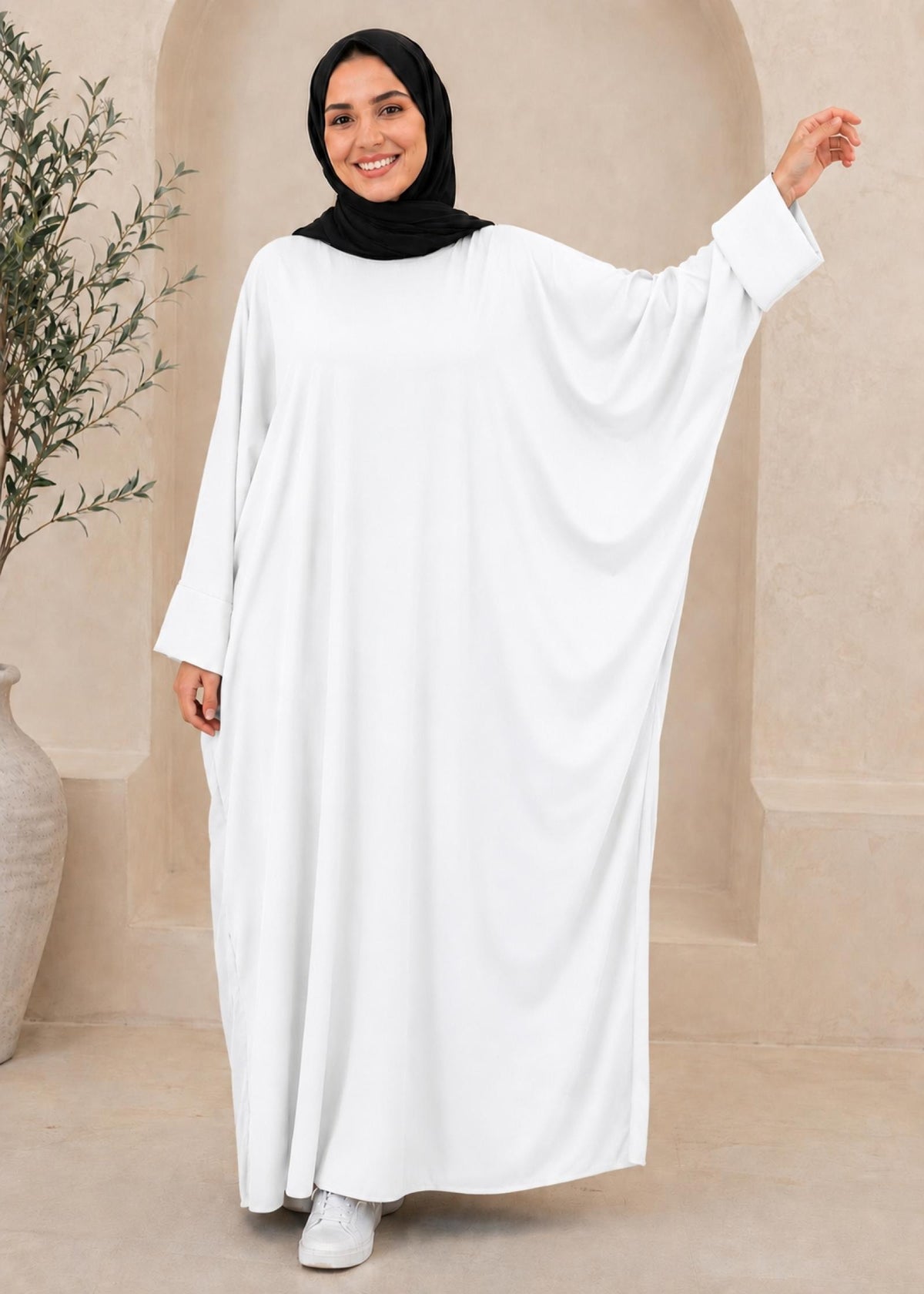 Abaya Leya TU du 36 au 54 (noir, vert, bleu, blanc, beige) - vue 4