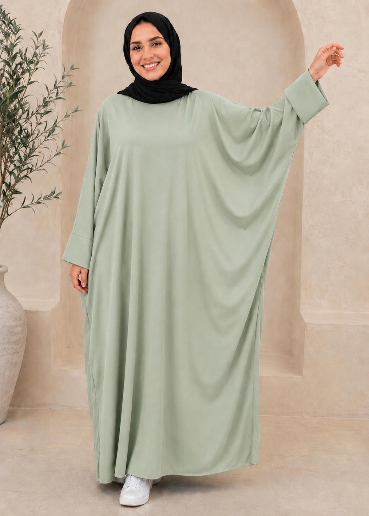 Abaya Leya TU du 36 au 54 (noir, vert, bleu, blanc, beige) - vue 5