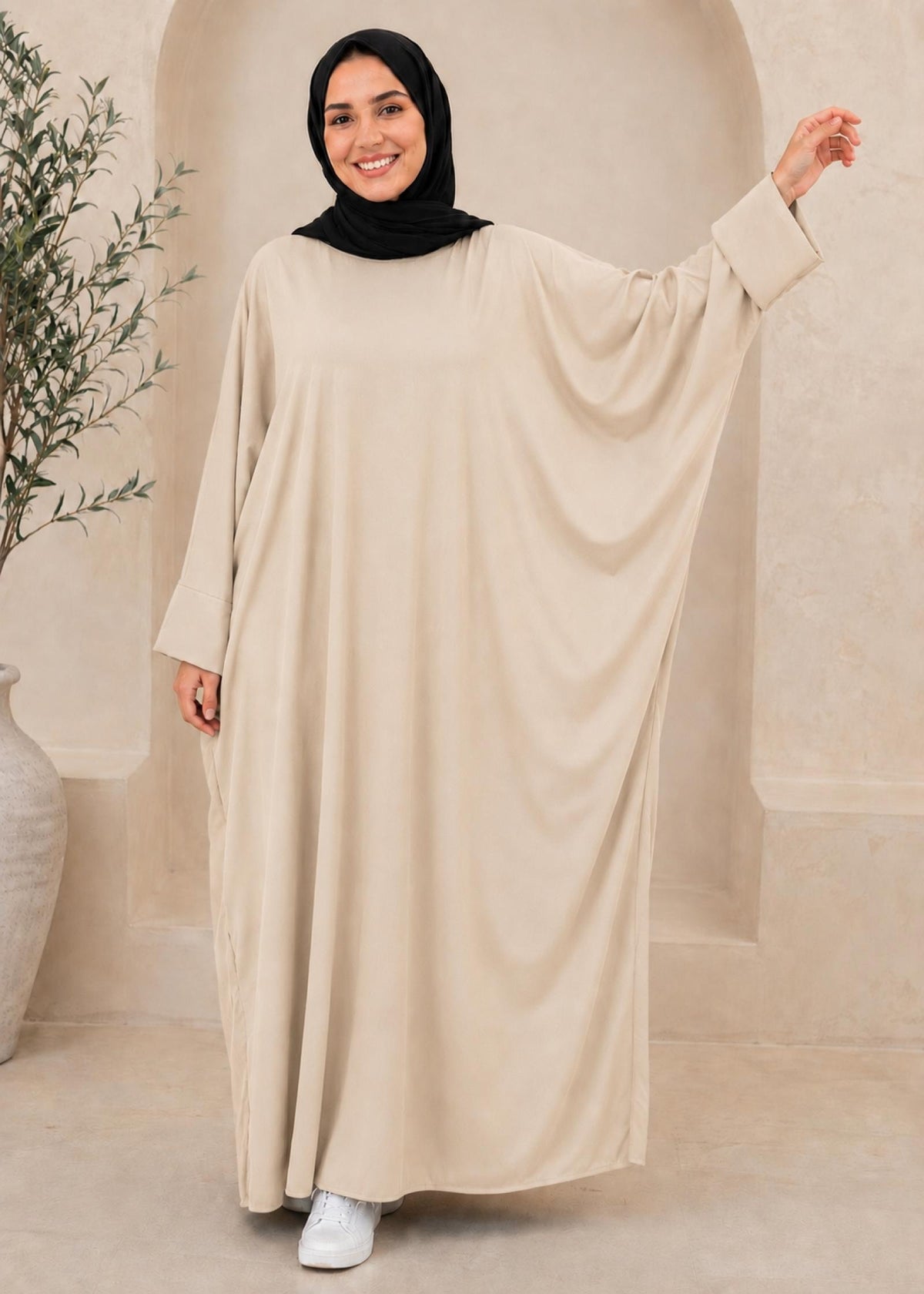 Abaya Leya TU du 36 au 54 (noir, vert, bleu, blanc, beige) - vue 6