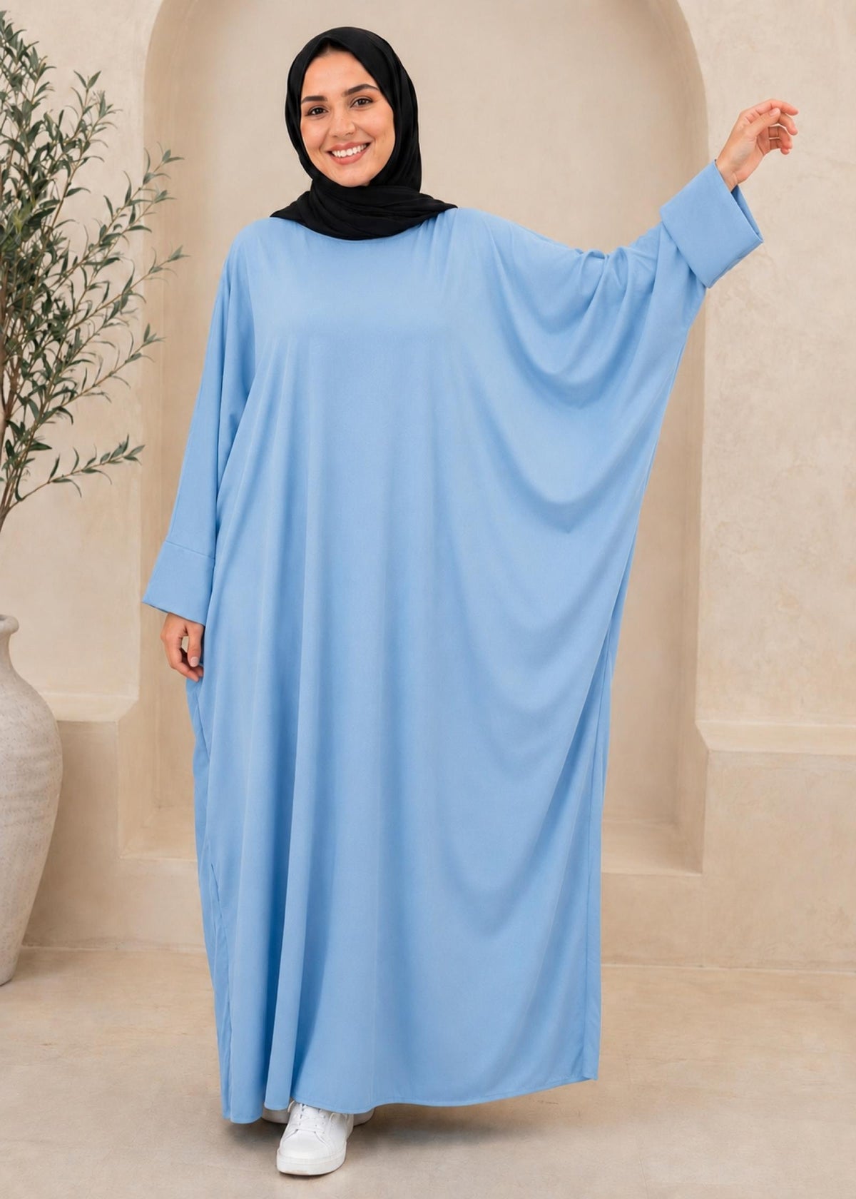 Abaya Leya TU du 36 au 54 (noir, vert, bleu, blanc, beige) - vue 7