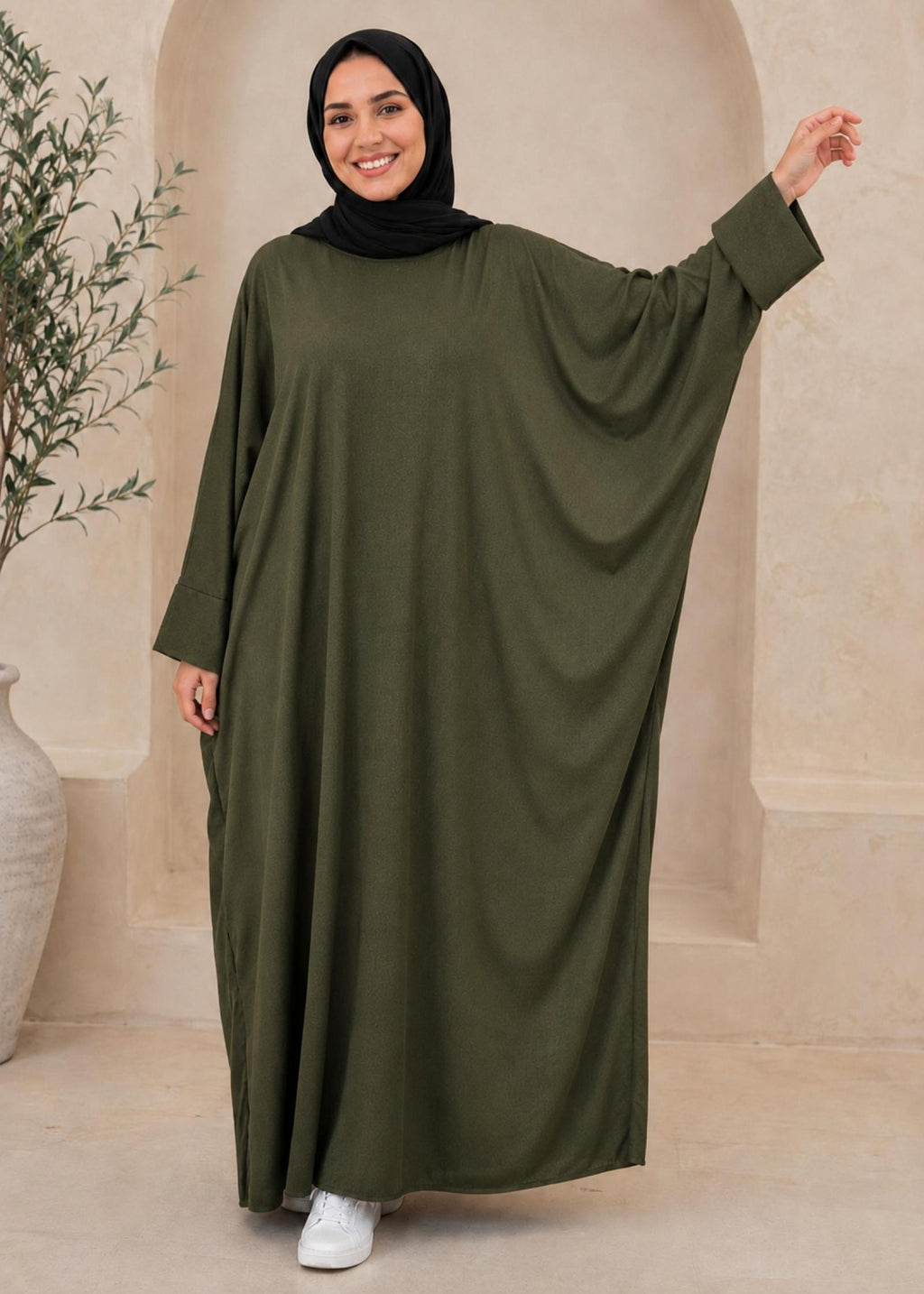 Abaya Leya TU du 36 au 54 (noir, vert, bleu, blanc, beige) - vue 8