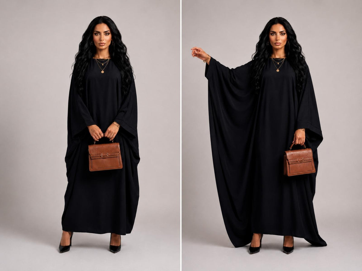 Abaya papillon grandes tailles noire Modèle Fara - vue 3