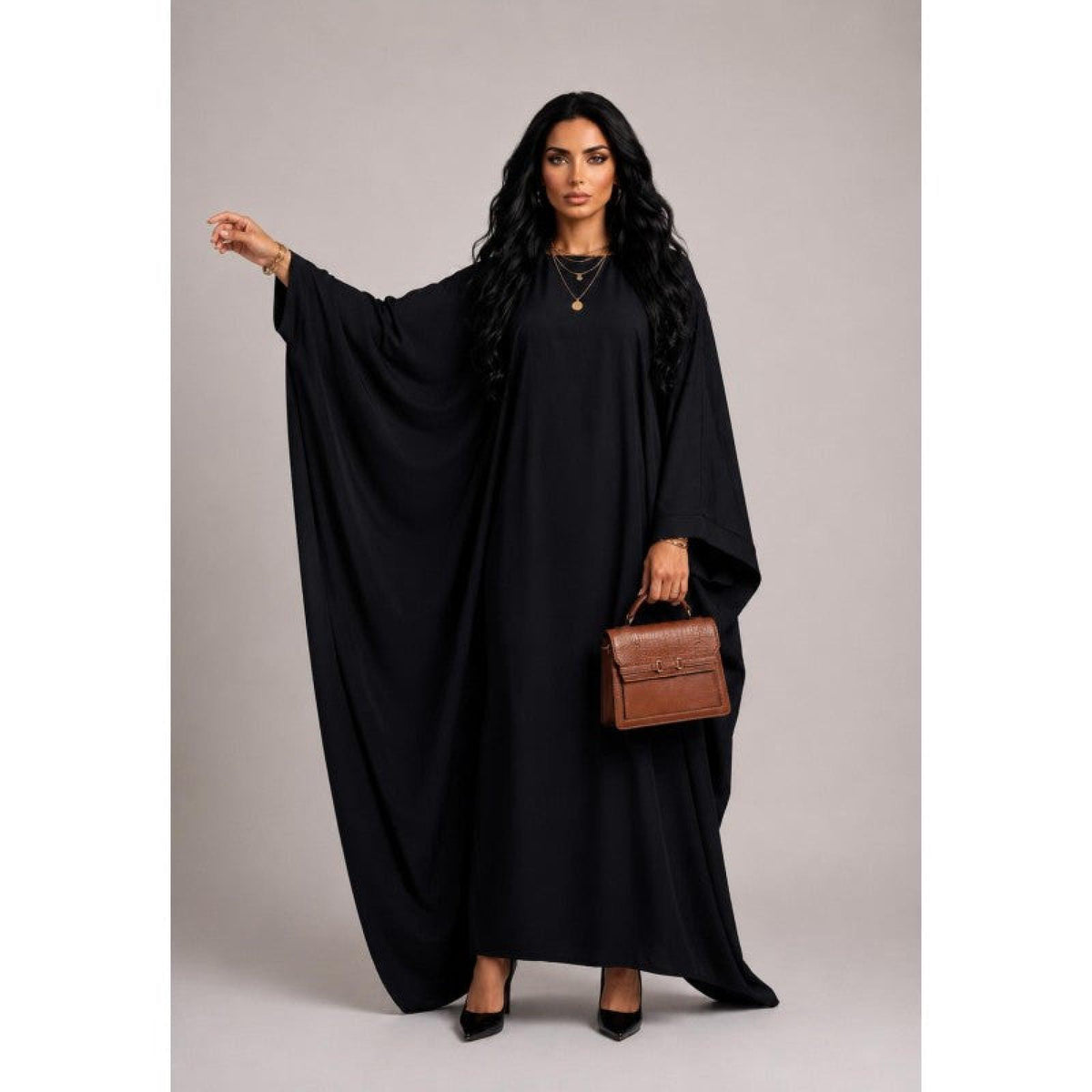 Abaya papillon grandes tailles noire Modèle Fara - vue 5