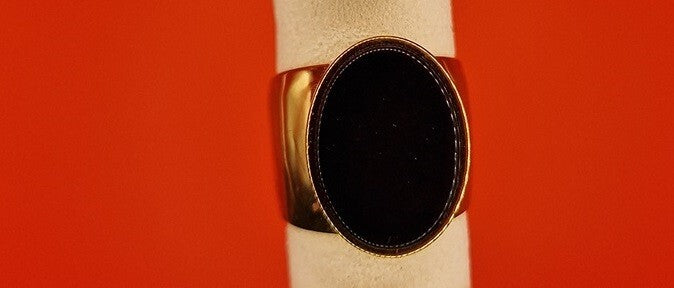 Bague acier inoxydable pierre noire