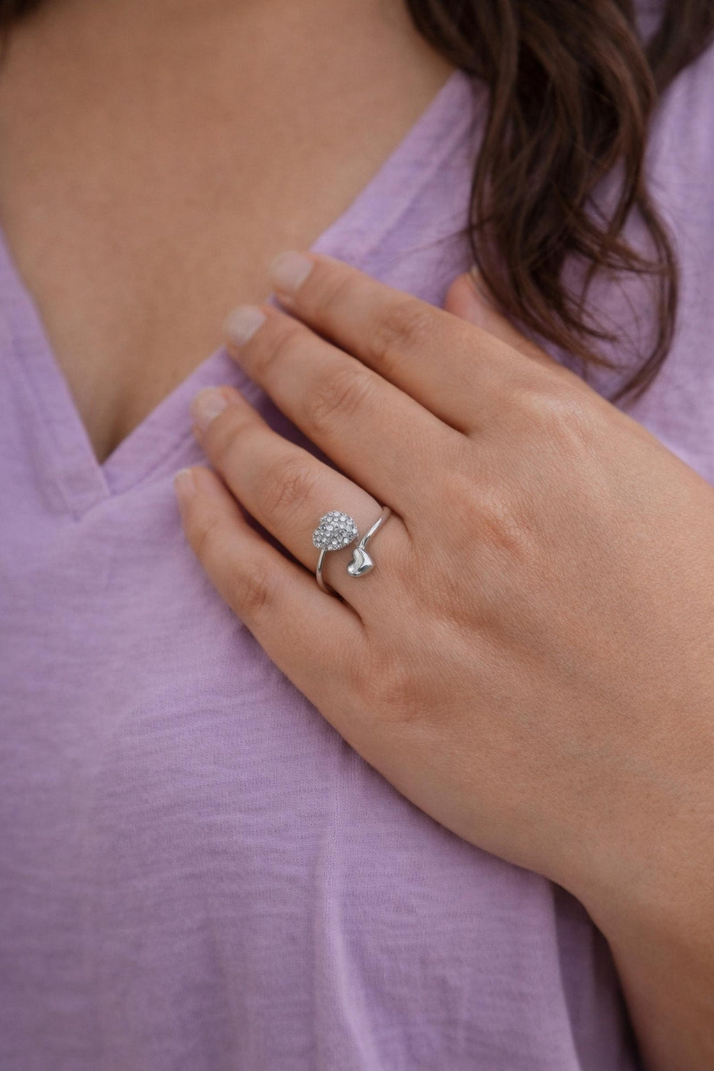 Bague Cœur Argenté acier inoxydable