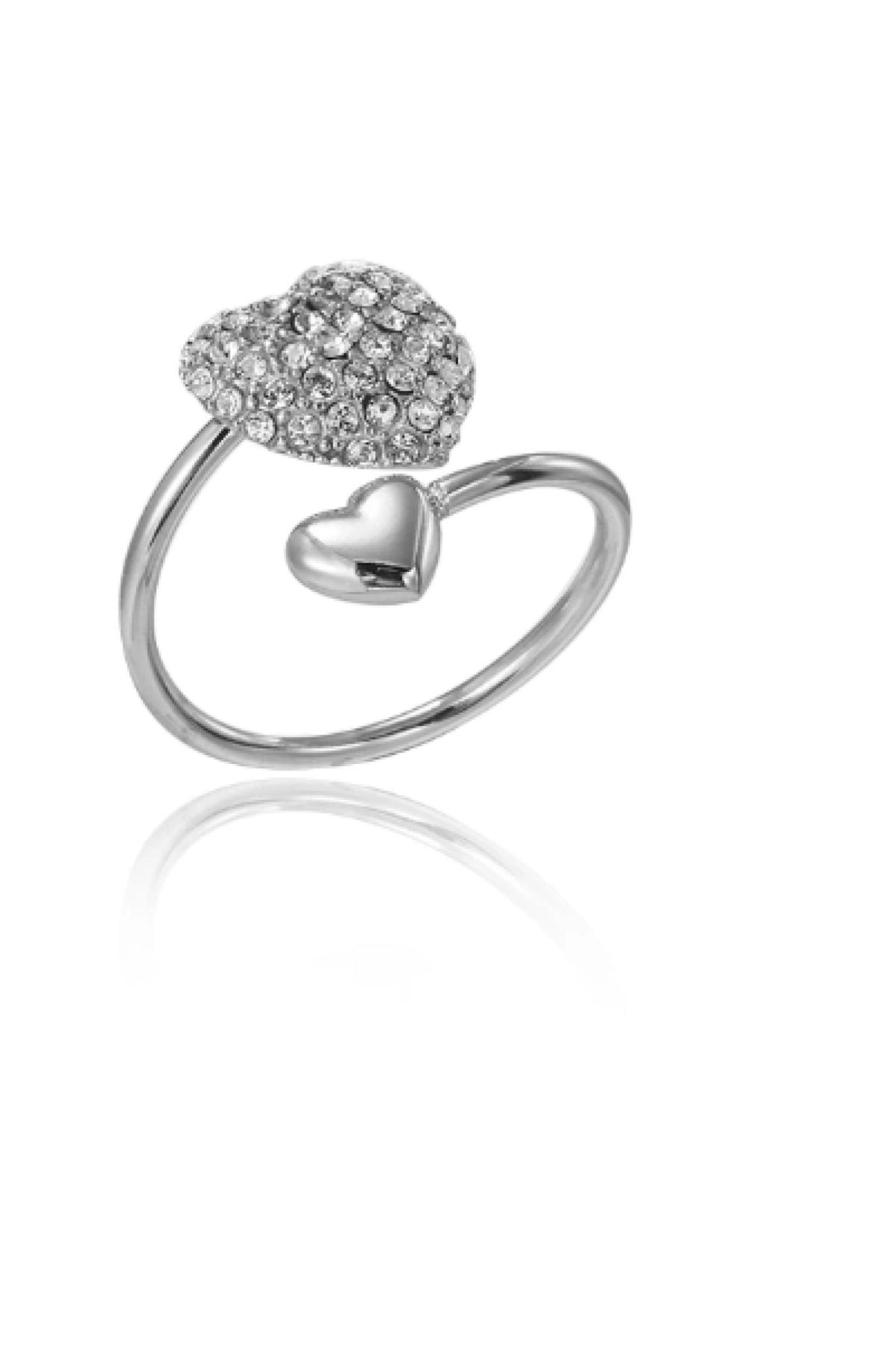 Bague Cœur Argenté acier inoxydable - vue 2