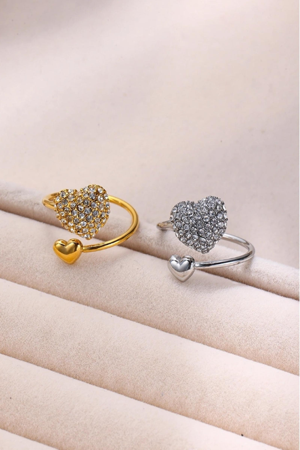 Bague Cœur Doré acier inoxydable - vue 3