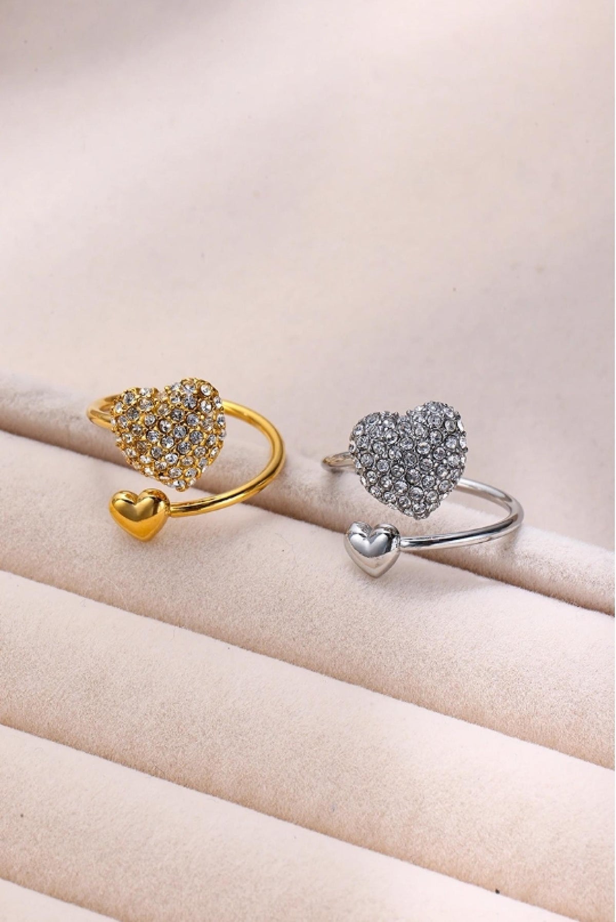 Bague Cœur Doré acier inoxydable - vue 3