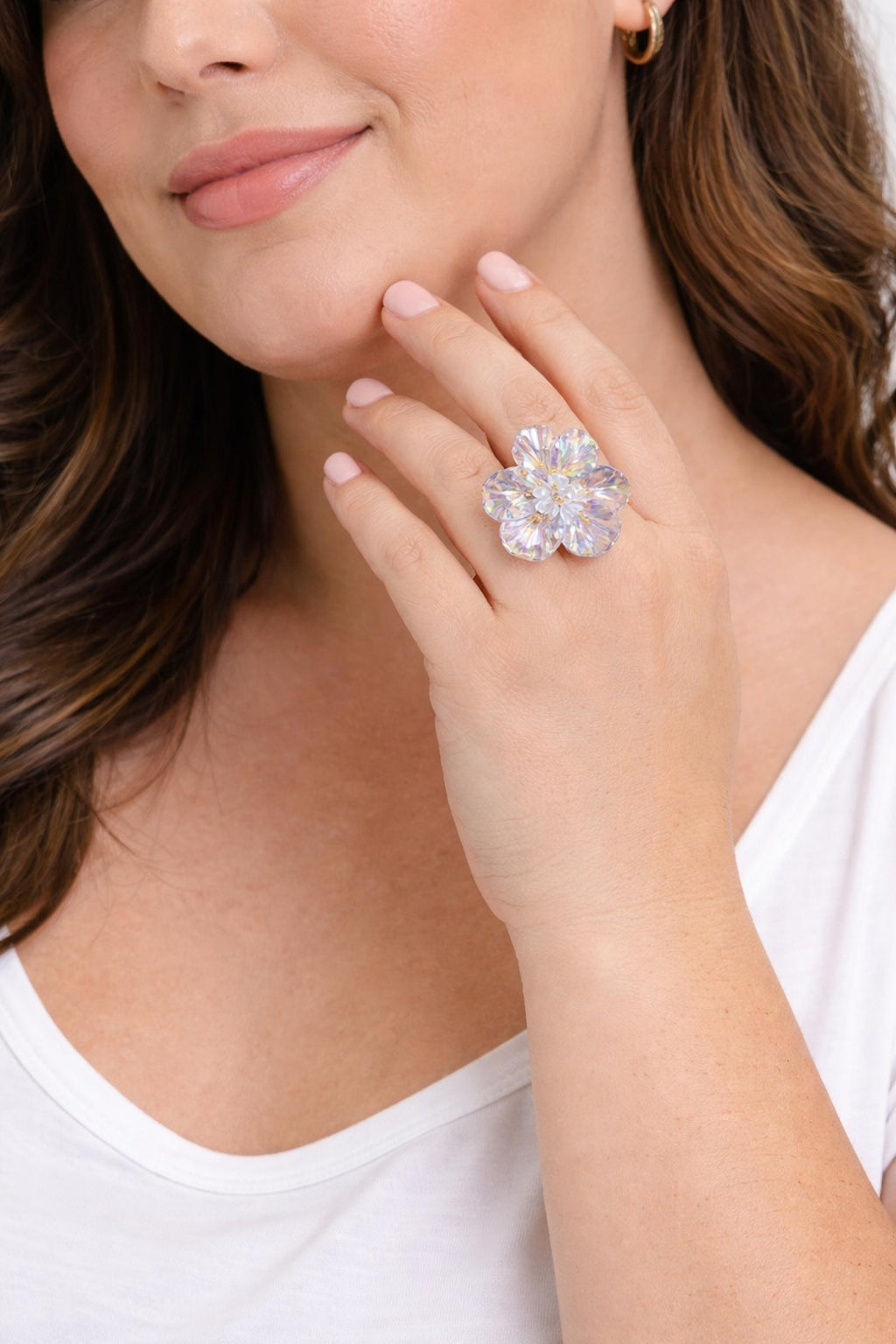 Bague de fantaisie Fleur de glace acier inoxydable