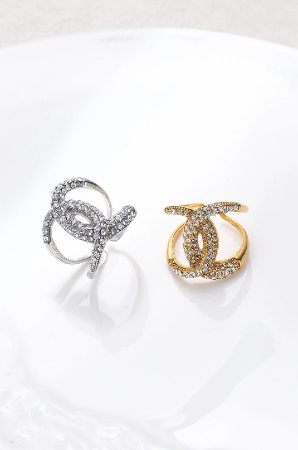Bague Double Cercle Argentée acier inoxydable - vue 3