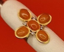 Bague Fleur acier inoxydable ajustable Orange - vue 2