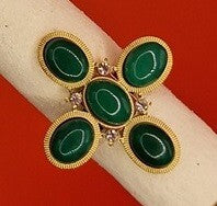 Bague Fleur acier inoxydable ajustable Verte - vue 3