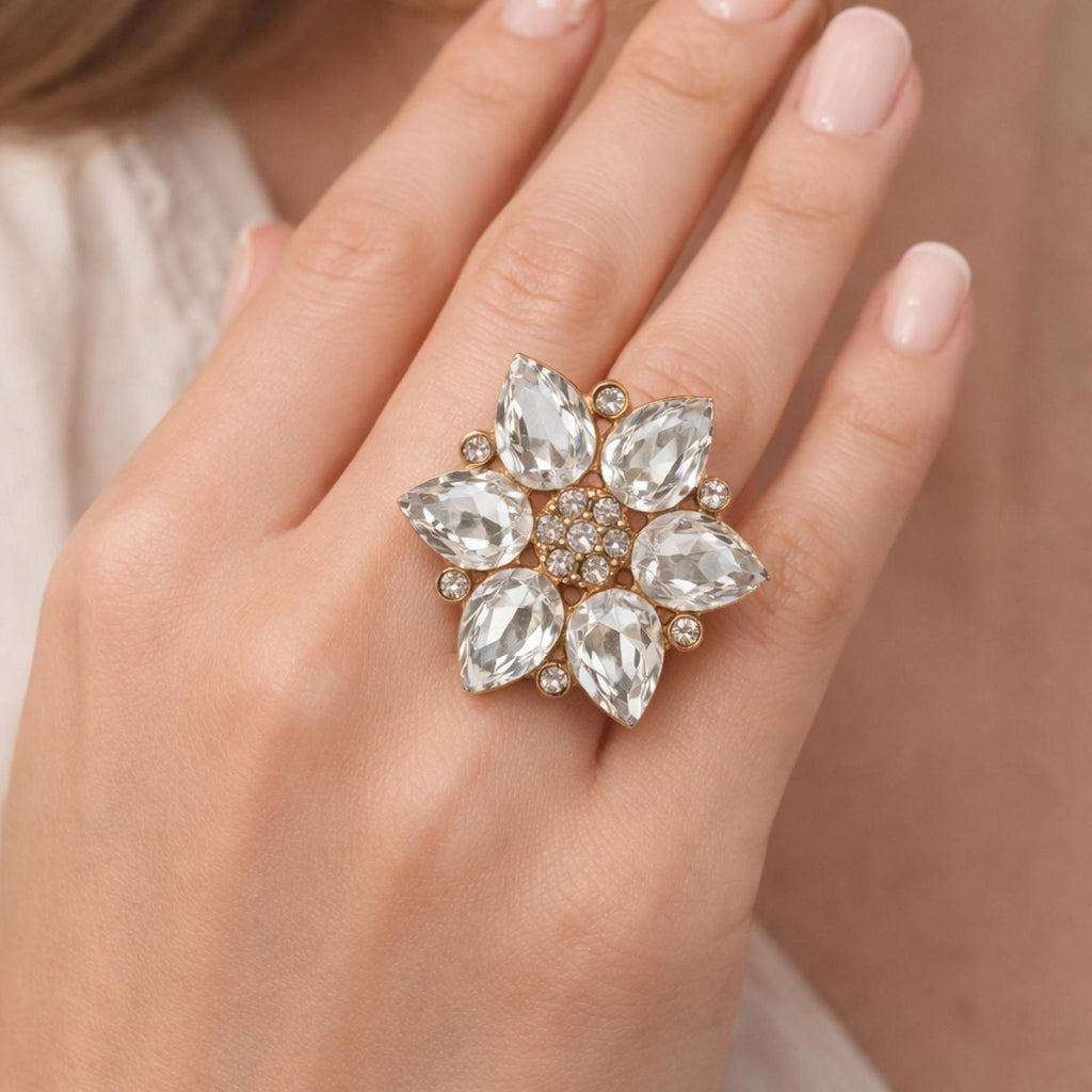 Bague Fleur de Cristal Blanc