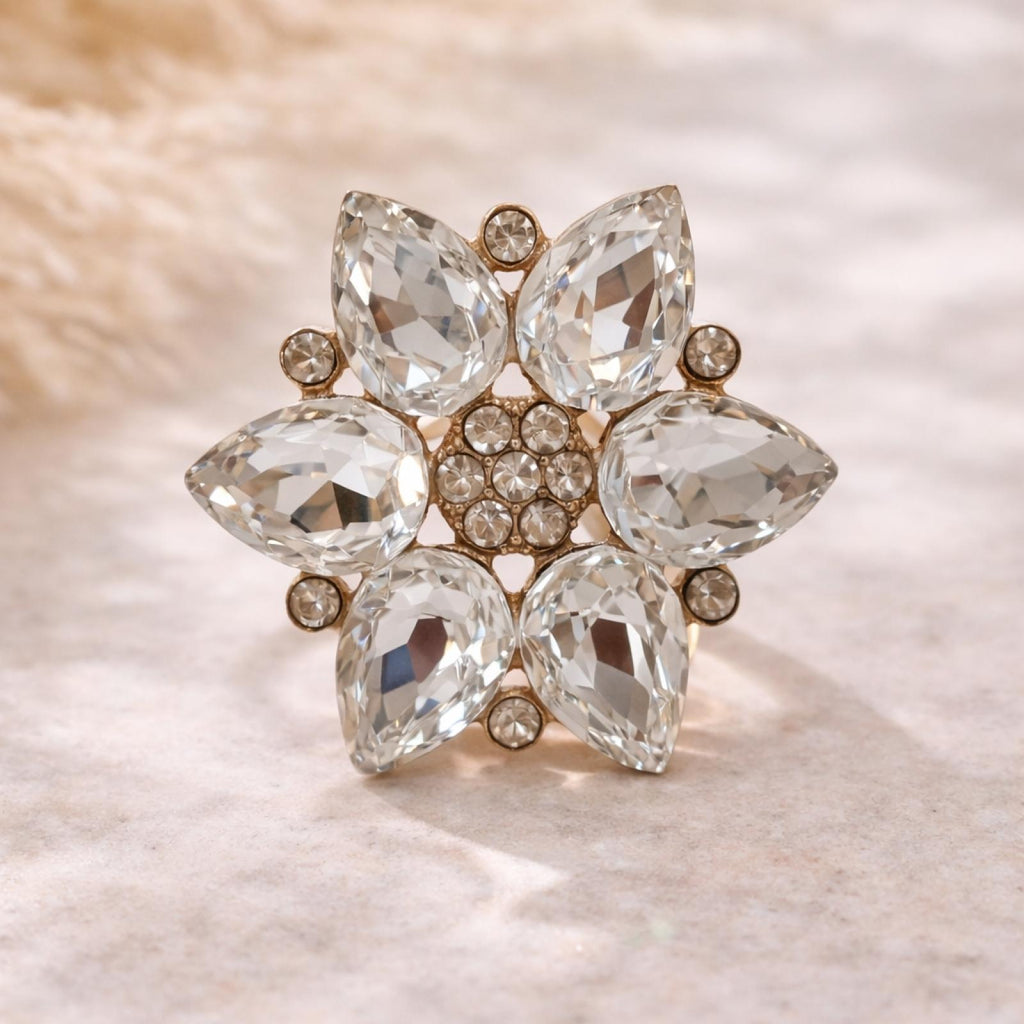 Bague Fleur de Cristal Blanc - vue 2