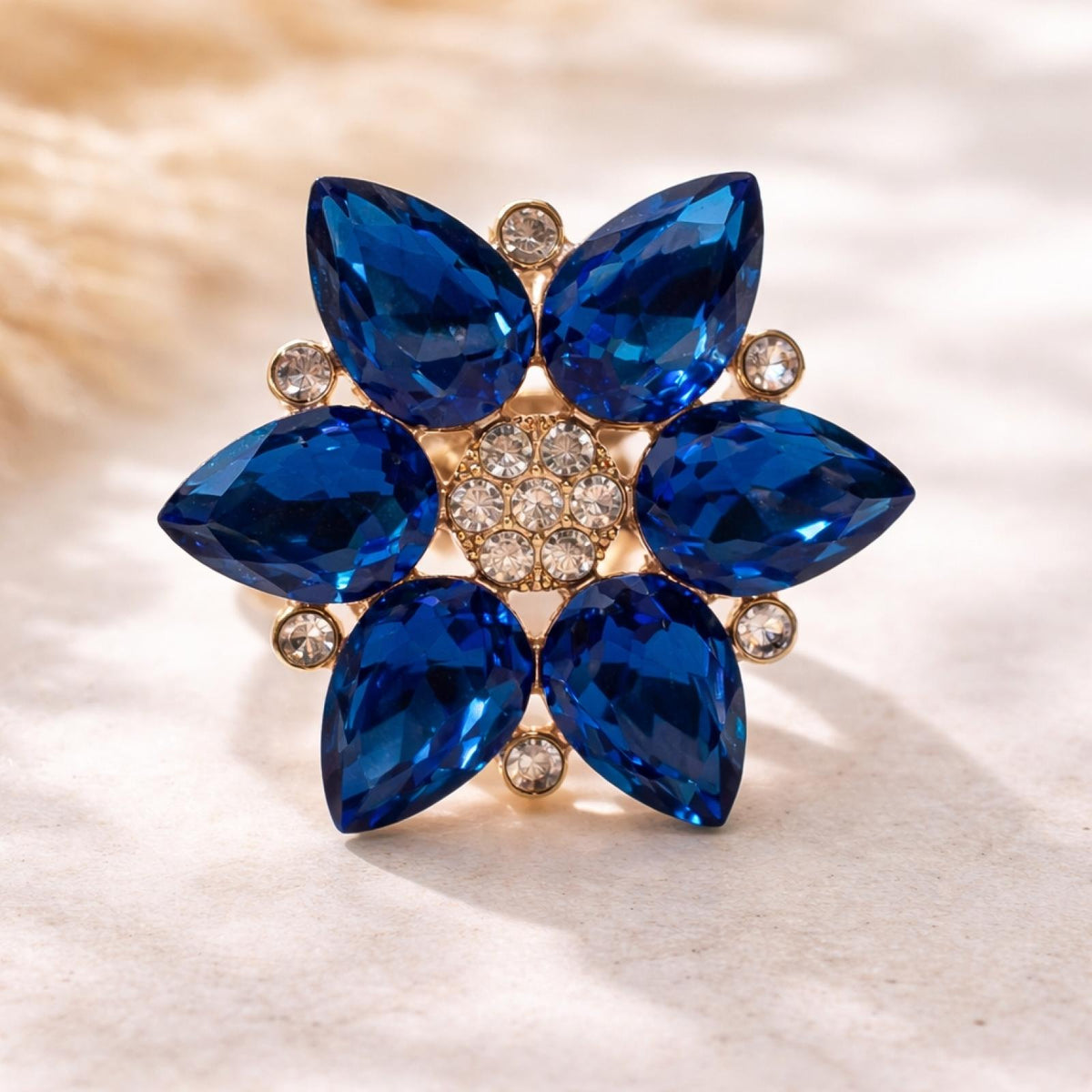 Bague Fleur de Cristal Bleu - vue 2