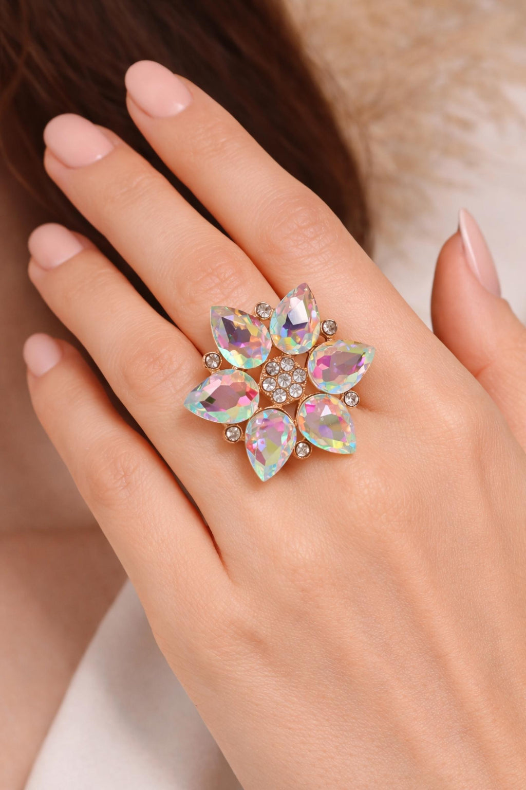 Bague Fleur de Cristal Multicolore