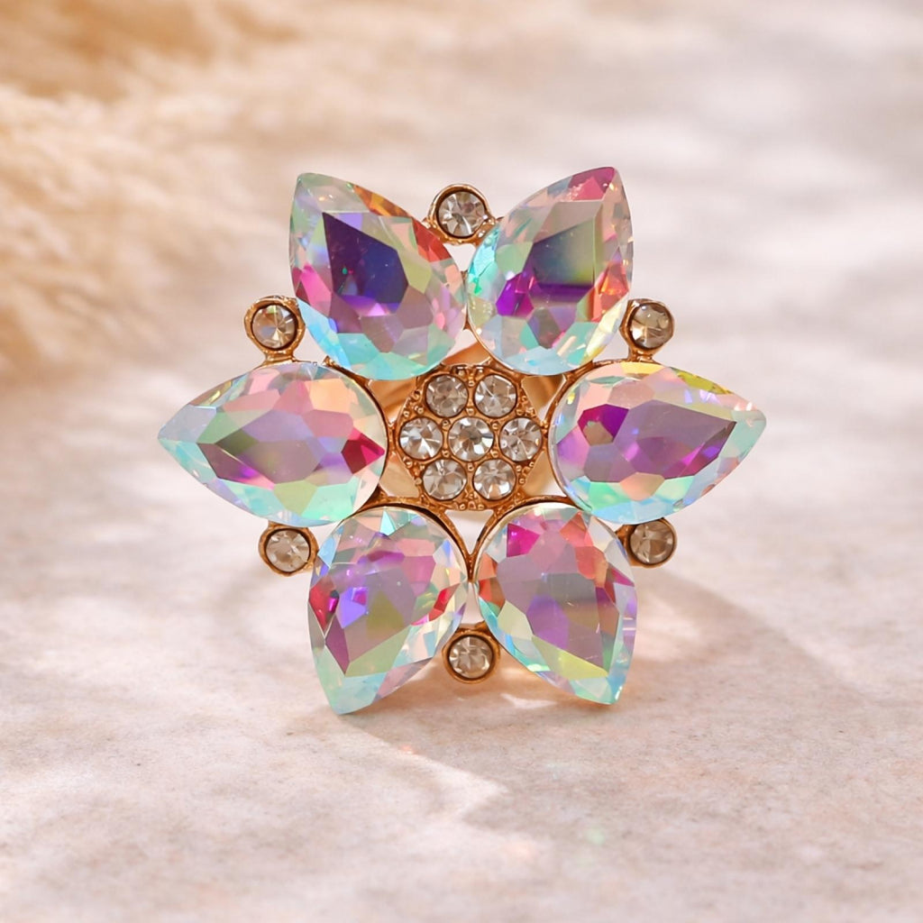 Bague Fleur de Cristal Multicolore - vue 2