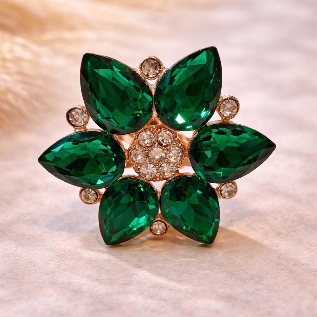 Bague Fleur de Cristal Vert - vue 2