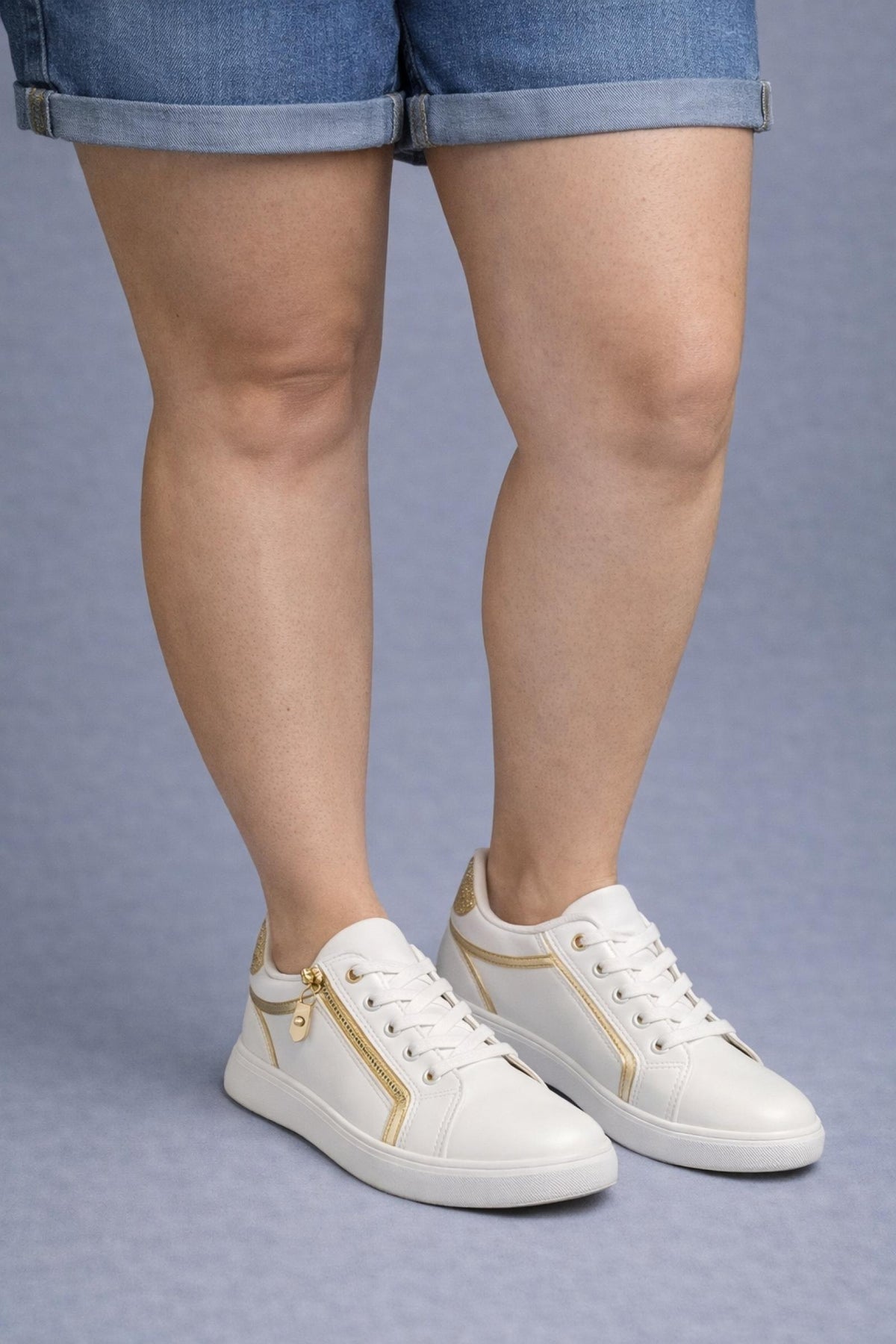 Baskets femme grandes pointures zip doré Modèle London