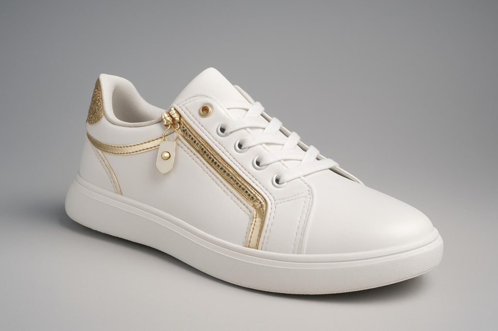 Baskets femme grandes pointures zip doré Modèle London - vue 2