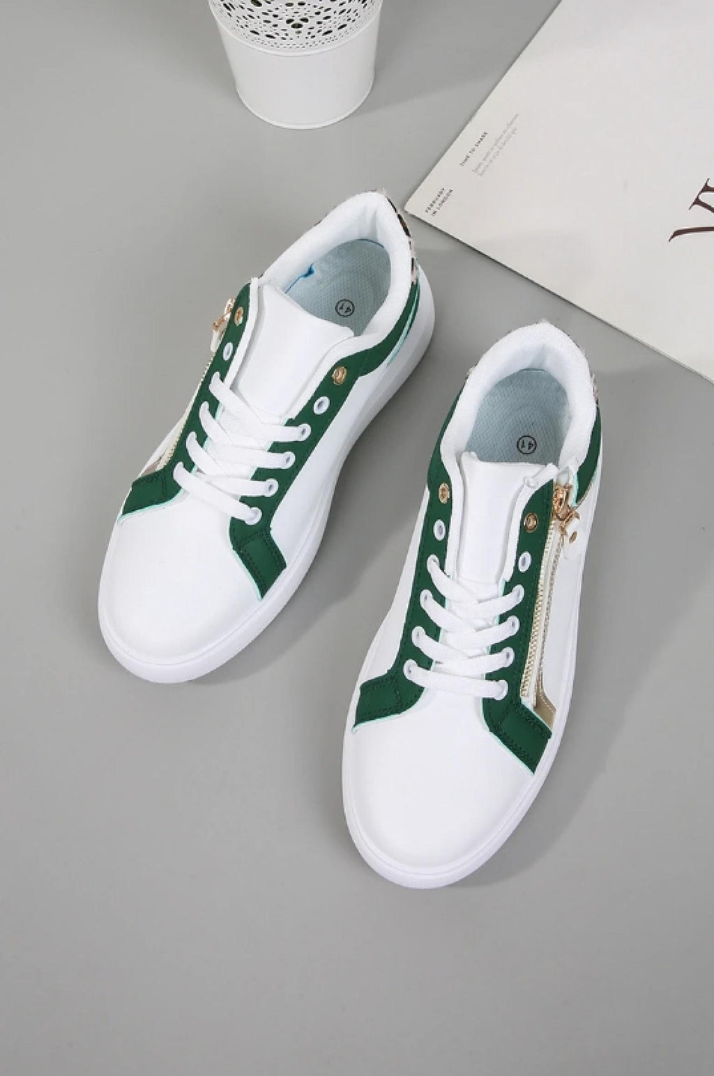 Baskets femme grandes pointures zip doré Modèle Vienna - vue 2