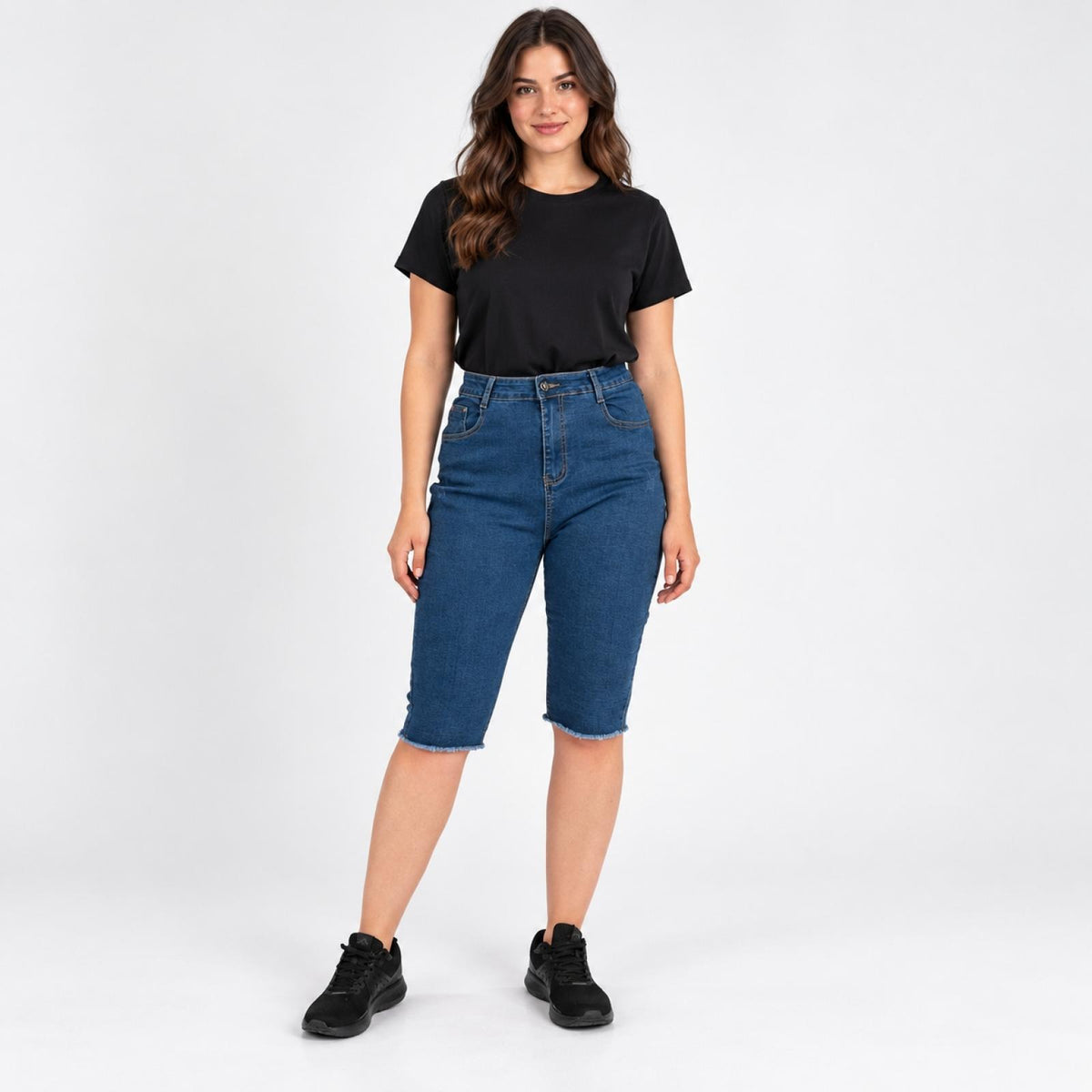 Bermuda en jean grande taille délavé Modèle Prato