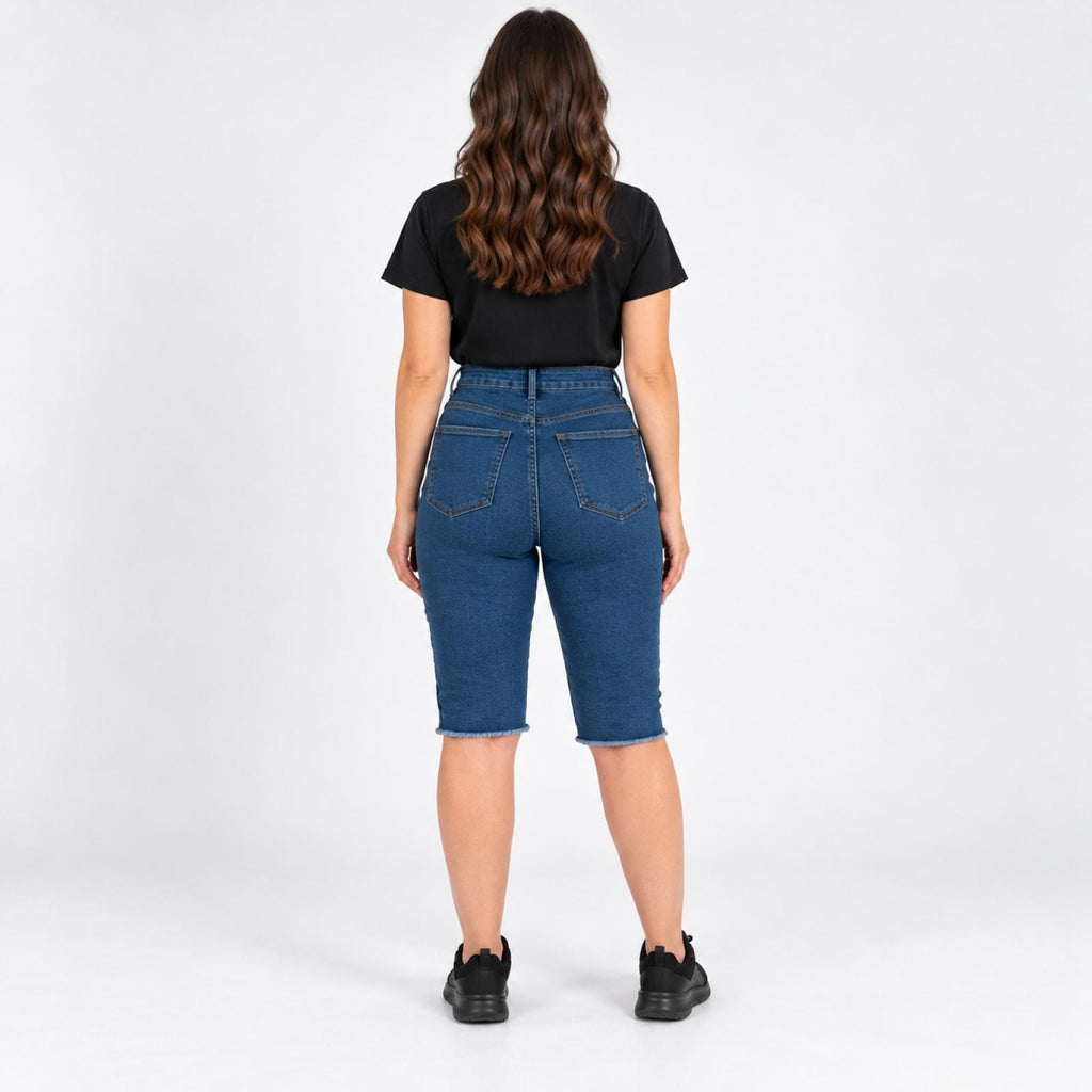 Bermuda en jean grande taille délavé Modèle Prato - vue 2