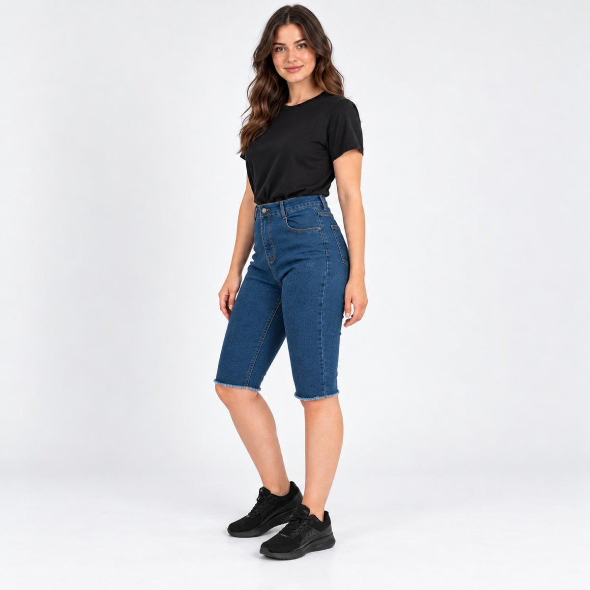 Bermuda en jean grande taille délavé Modèle Prato - vue 3