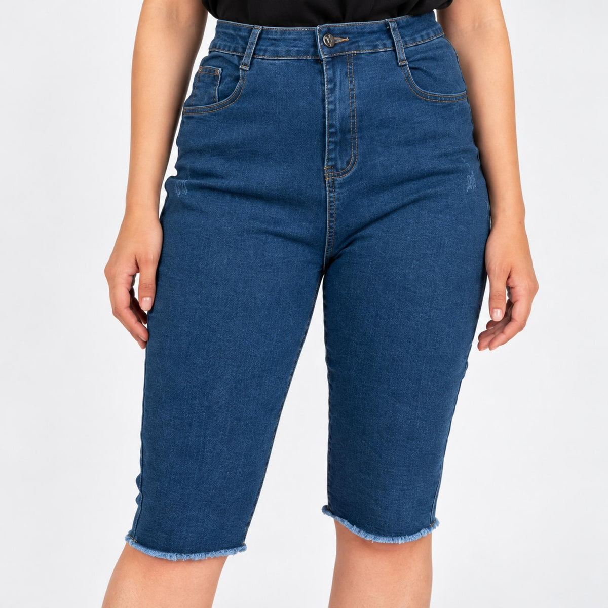 Bermuda en jean grande taille délavé Modèle Prato - vue 4