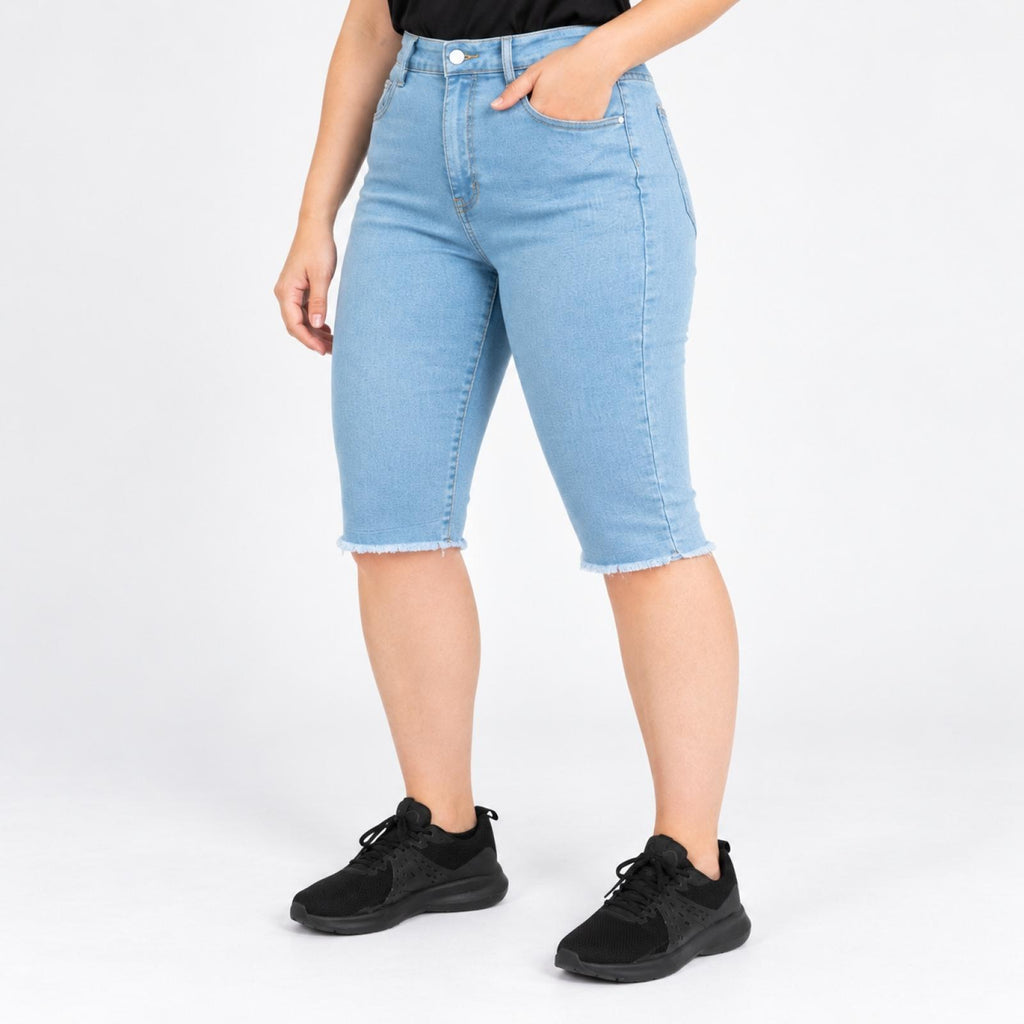 Bermuda en jean grande taille délavé Modèle Prato - vue 5