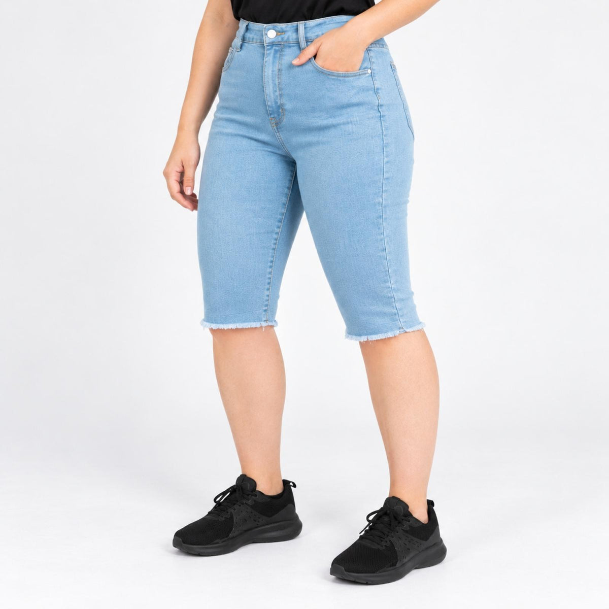 Bermuda en jean grande taille délavé Modèle Prato - vue 5