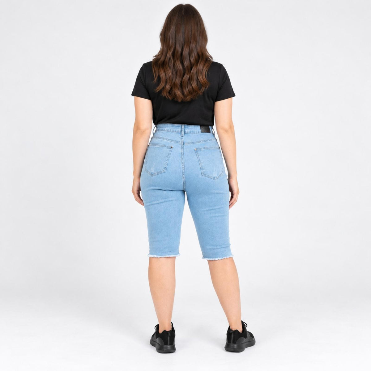Bermuda en jean grande taille délavé Modèle Prato - vue 6