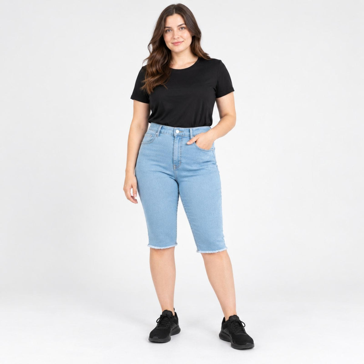 Bermuda en jean grande taille délavé Modèle Prato - vue 8