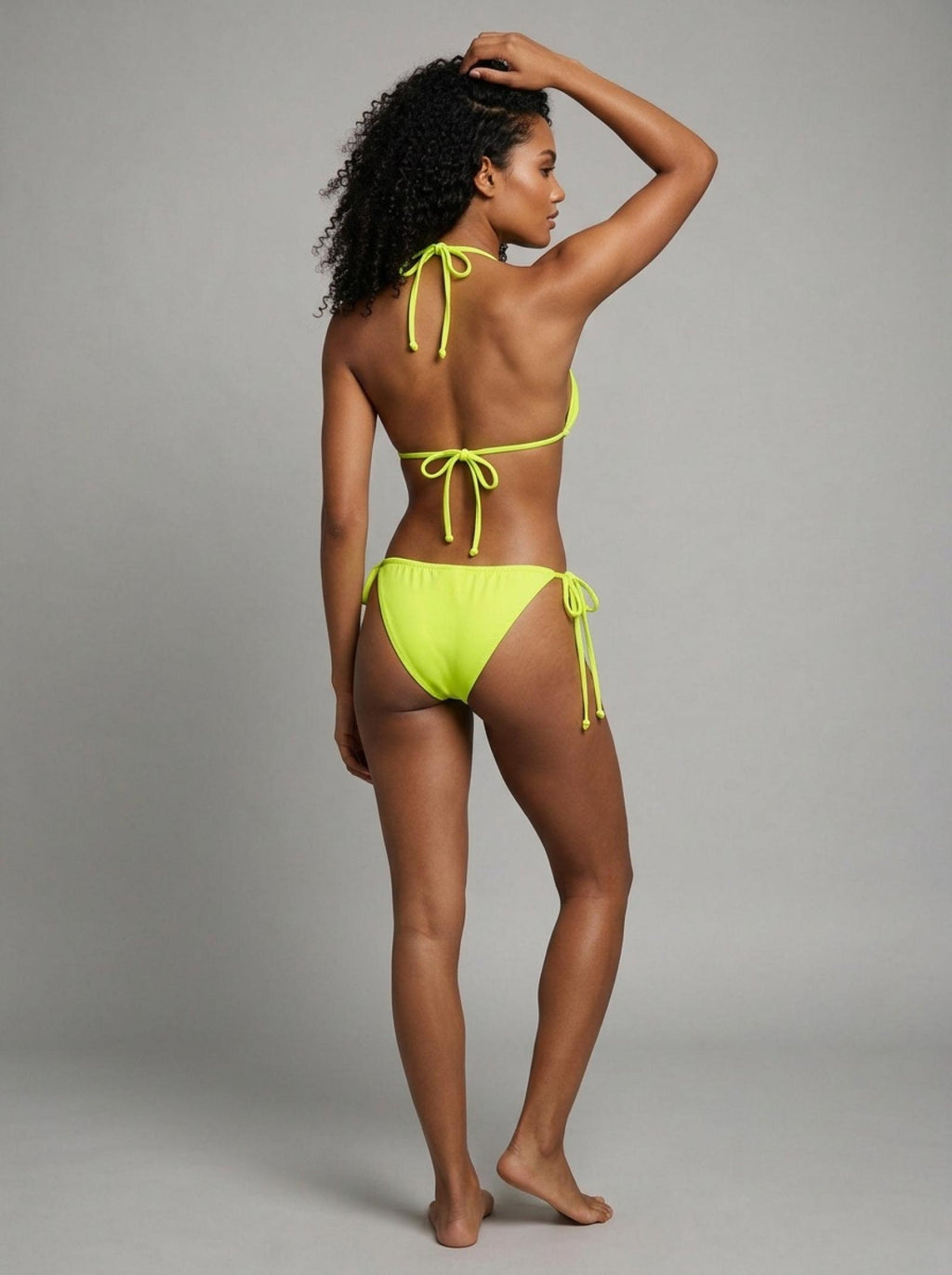 Bikini jaune triangle à fleurs en relief Modèle Ysalis - vue 2