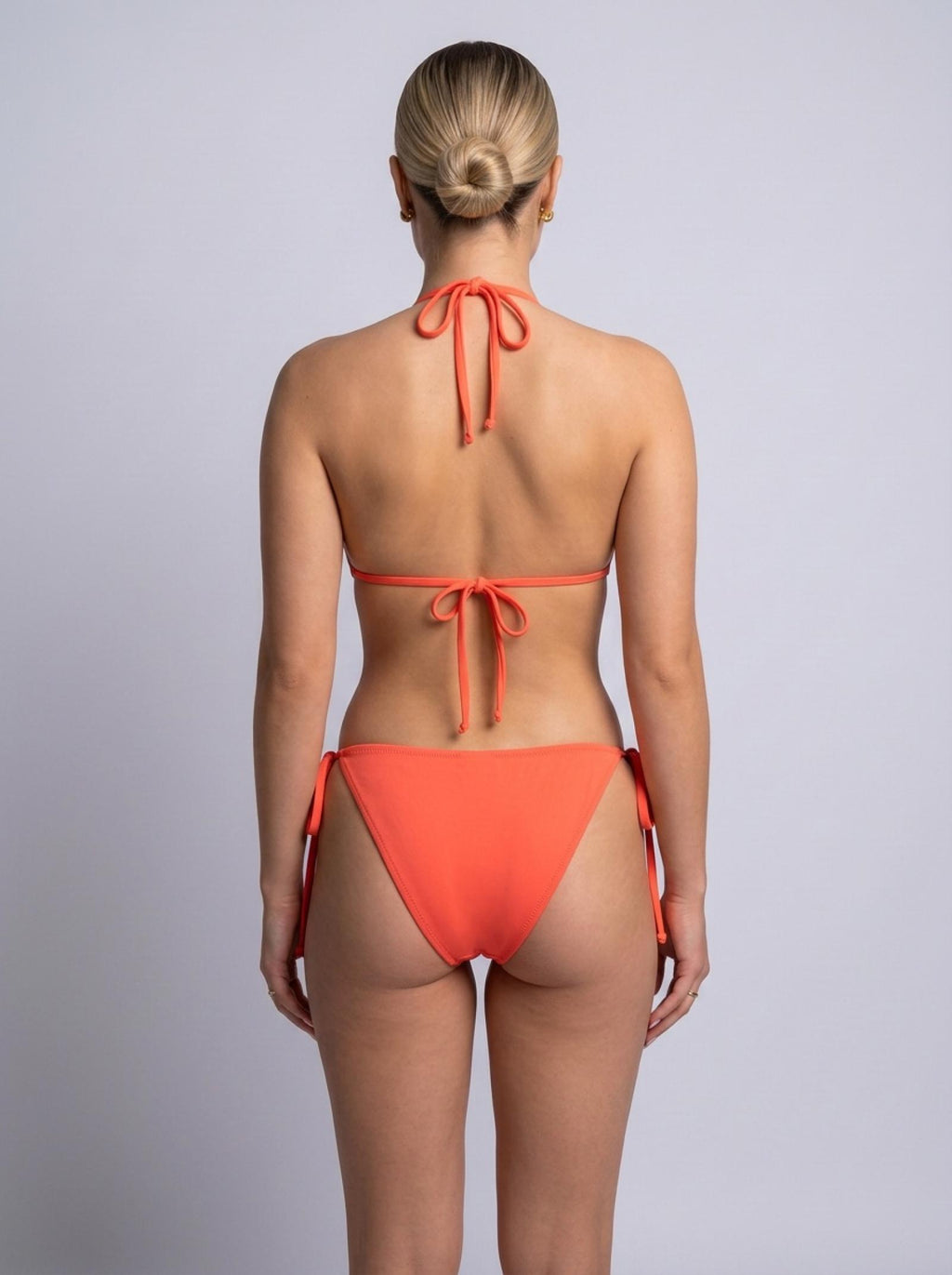 Bikini orange triangle à fleurs en relief Modèle Ysalis - vue 3