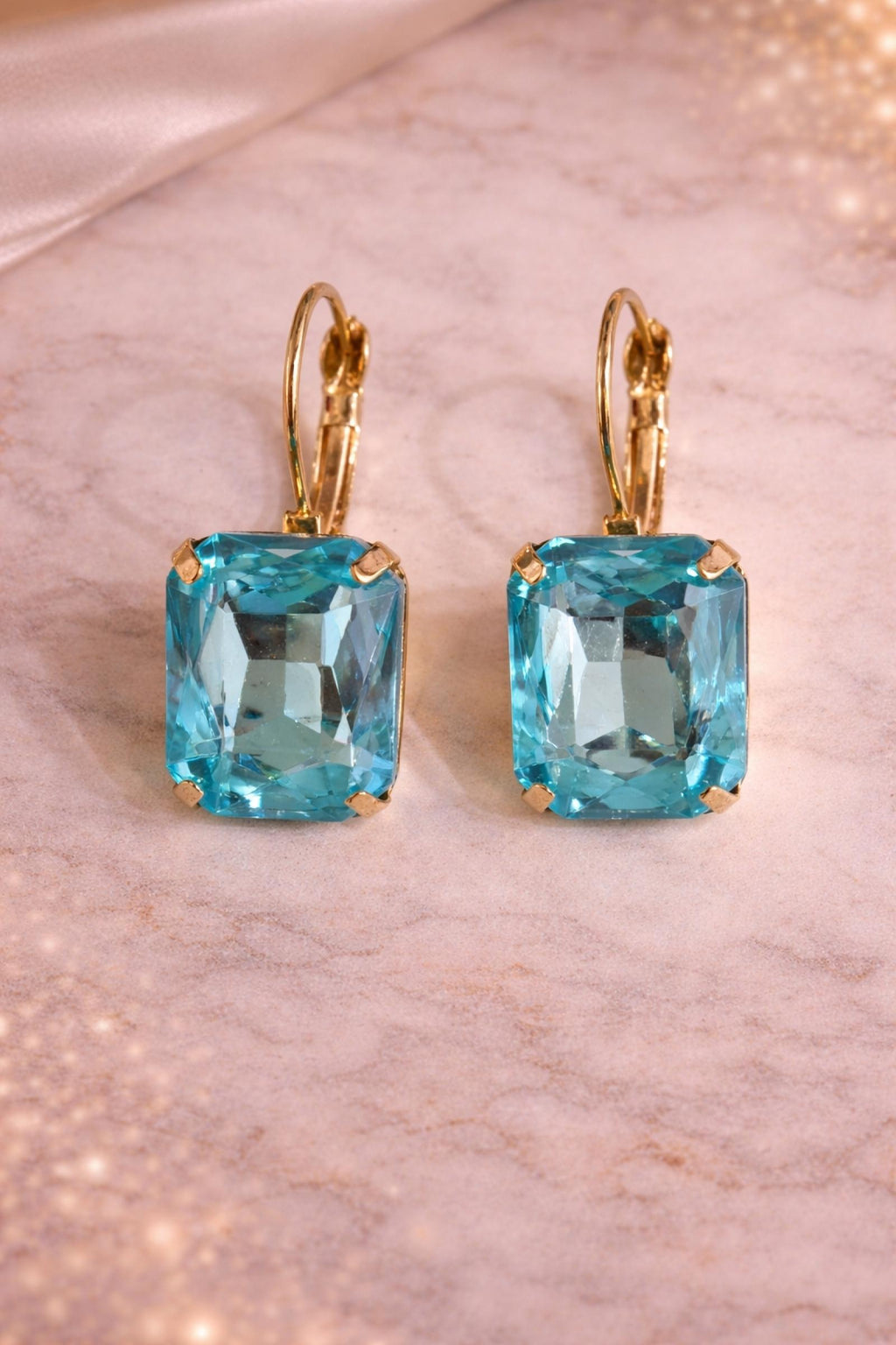 Boucles d'oreilles Cristal Bleu clair Carré