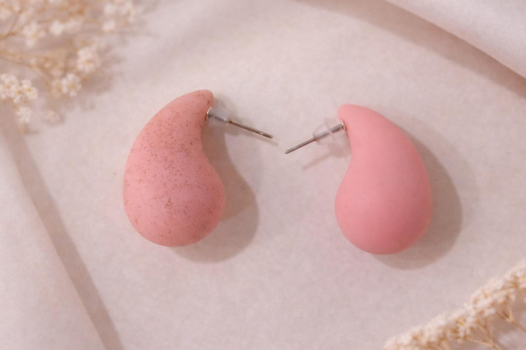 Boucles d'oreilles Goutte d'Eau Couleur Rose Pâle