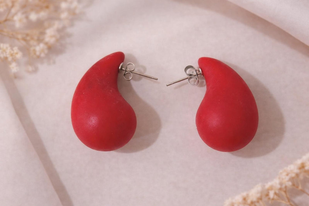 Boucles d'oreilles Goutte d'Eau Couleur Rouge