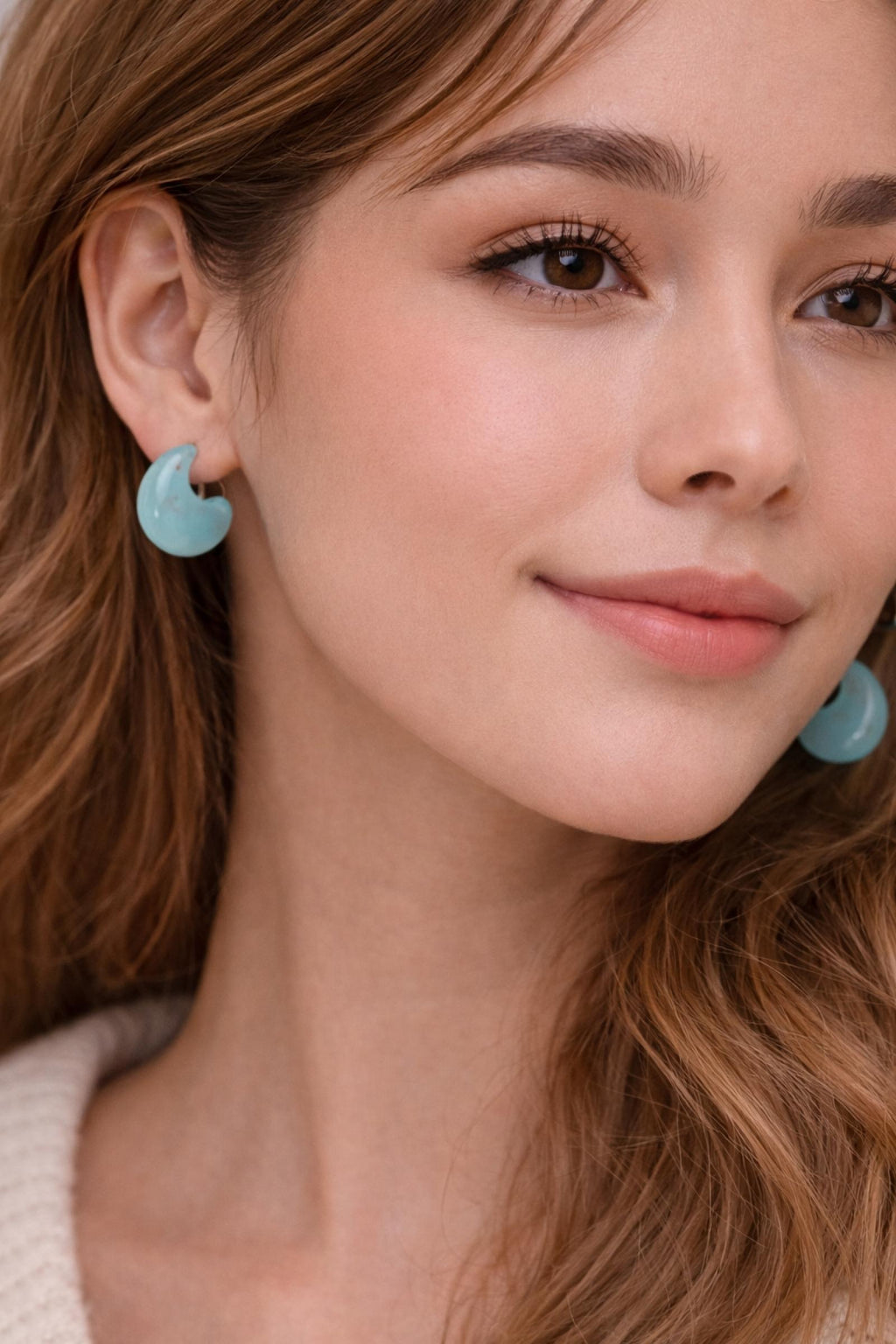 Boucles d'oreilles Gouttes d'eau Bleu Ciel - vue 2