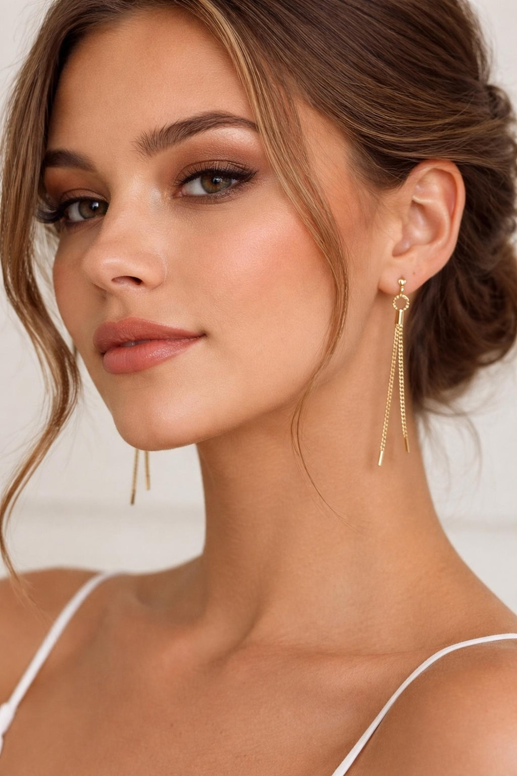 Boucles d’Oreilles Longues Chaînes Dorées