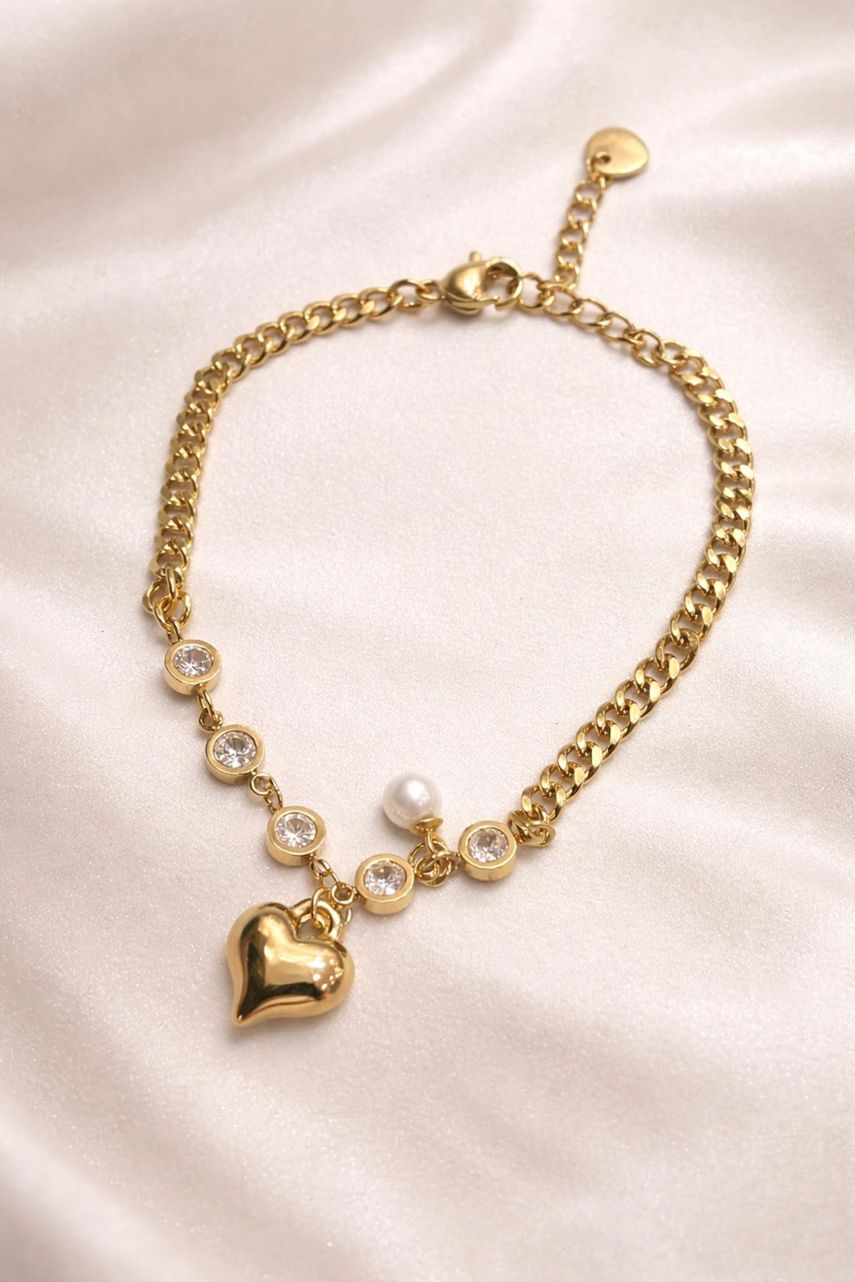 Bracelet Charms et Strass Acier Inoxydable