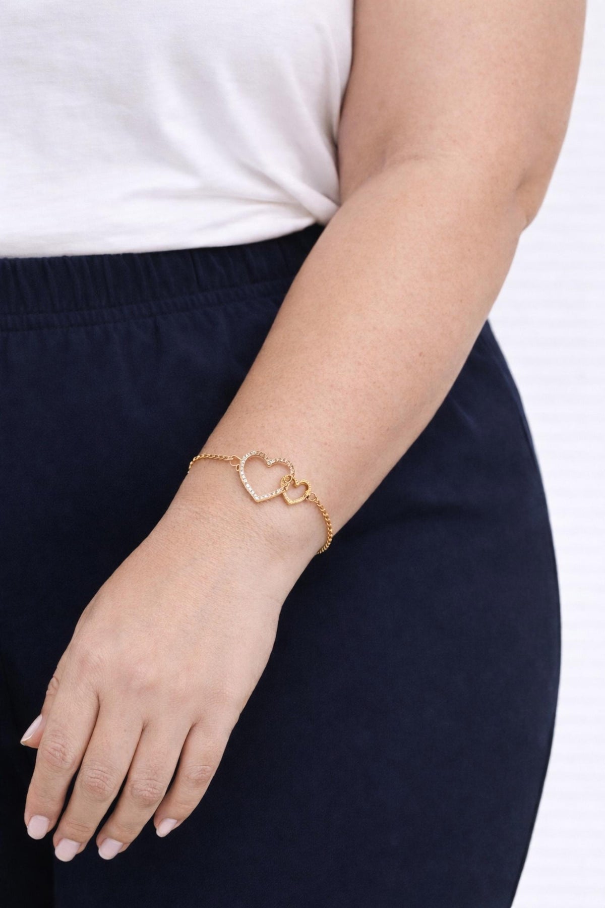 Bracelet Double Cœur acier inoxydable