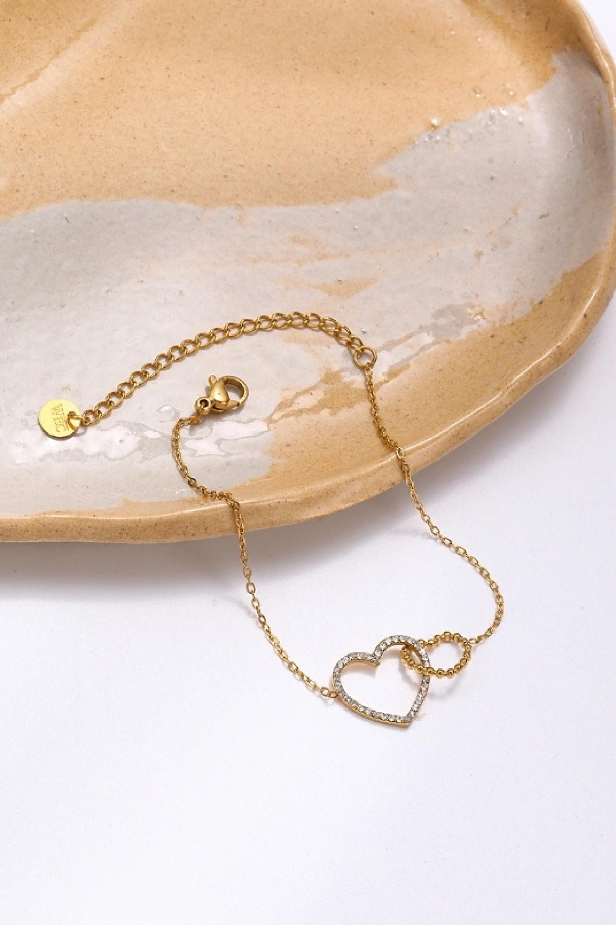 Bracelet Double Cœur acier inoxydable - vue 2
