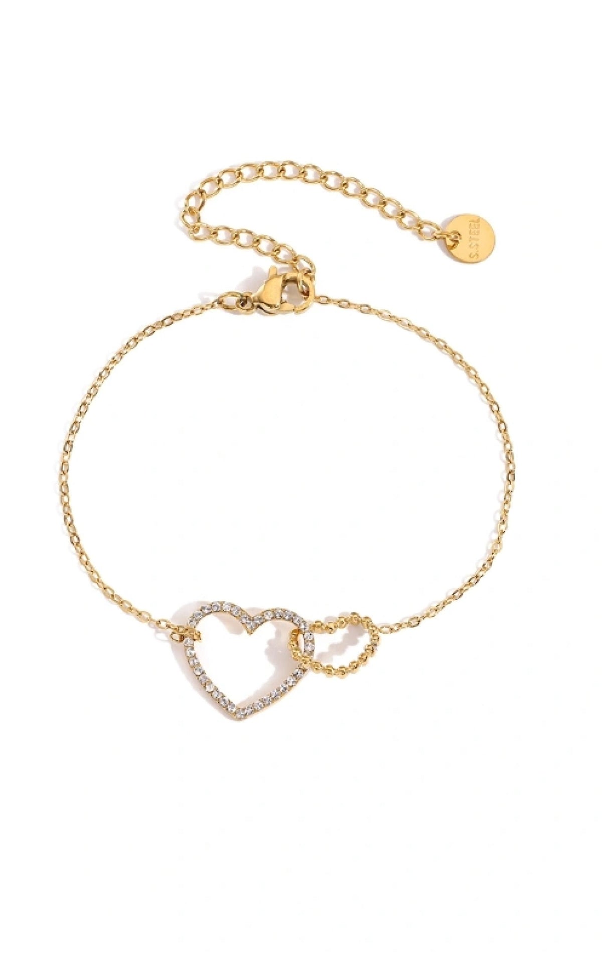 Bracelet Double Cœur acier inoxydable - vue 3