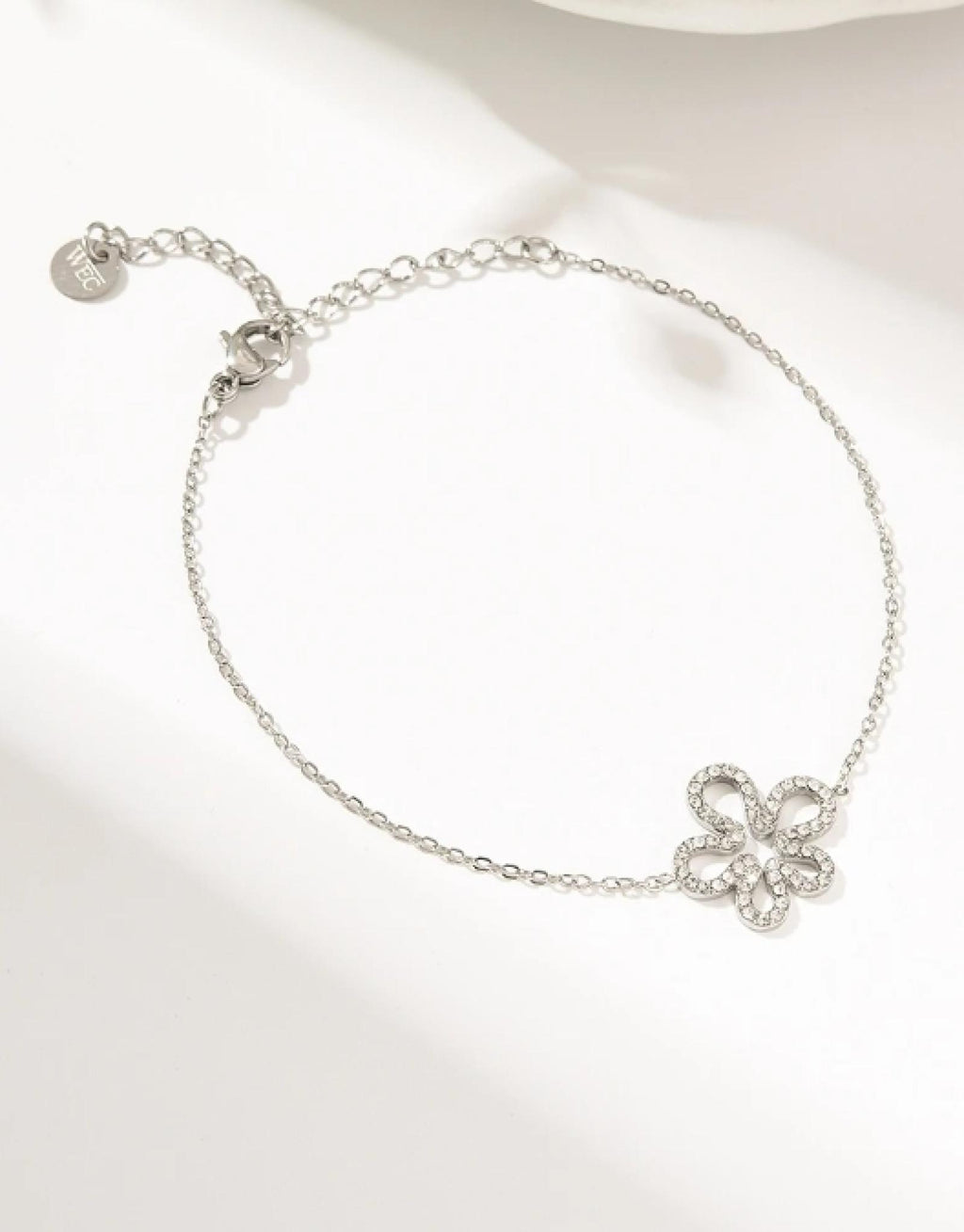 Bracelet Fleur Argentée acier inoxydable