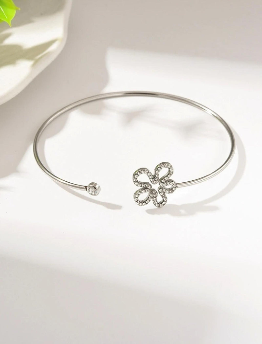 Bracelet Fleur Argentée acier inoxydable - vue 2